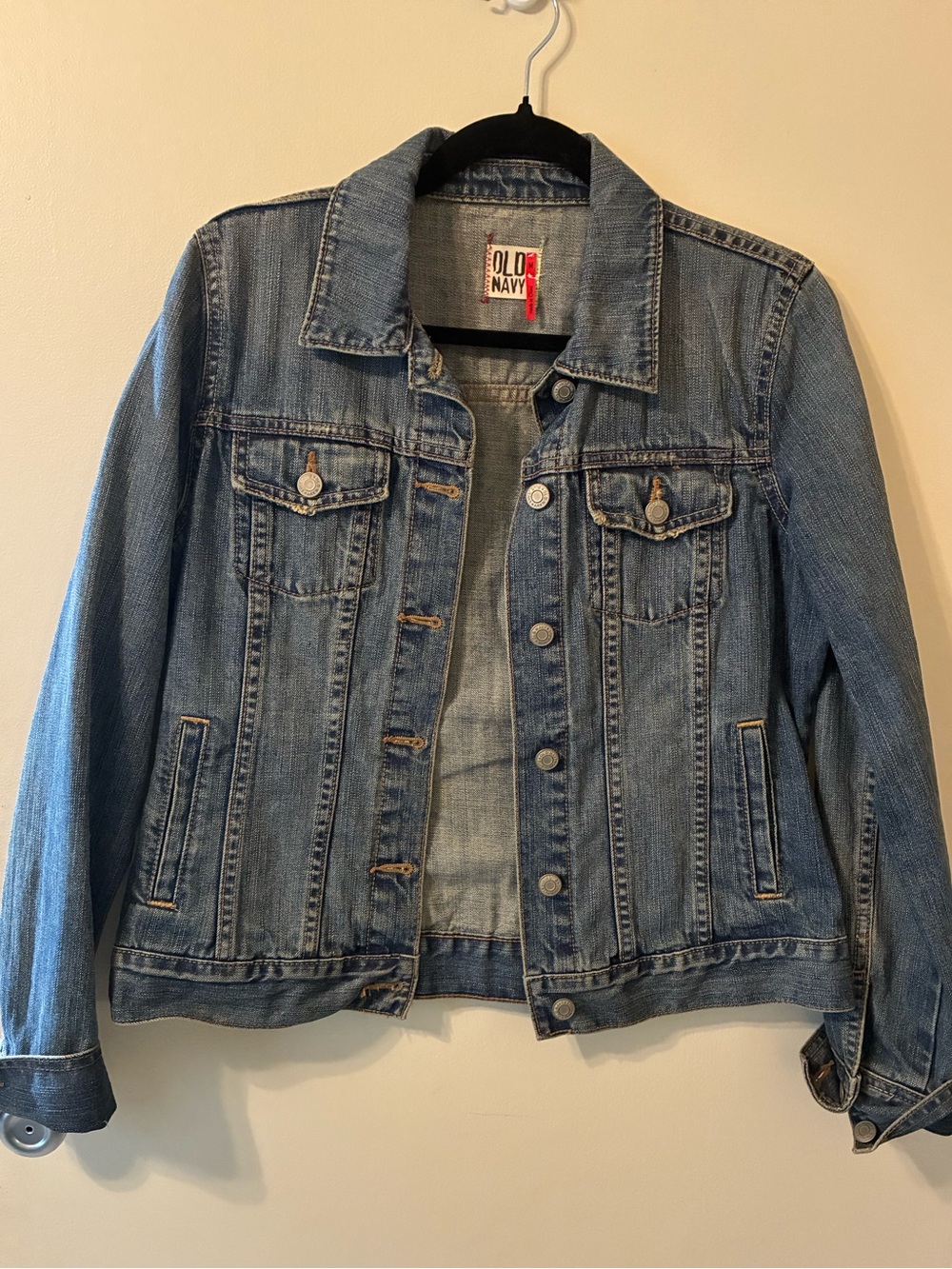Vintage Old Navy Perfect Denim Jean Jacket Cotton Stonewashed Blue Classic Y2K